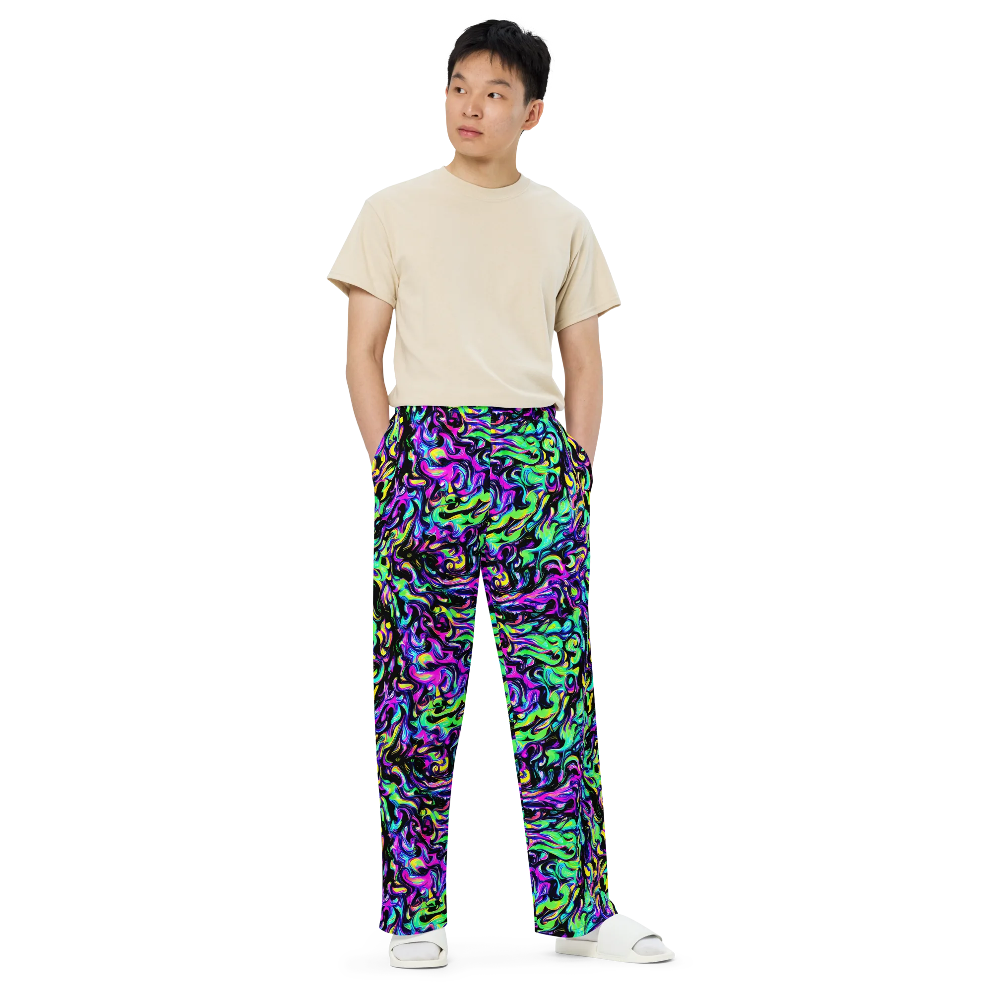 Cyber Swirl on Wide-Leg Pants — Front