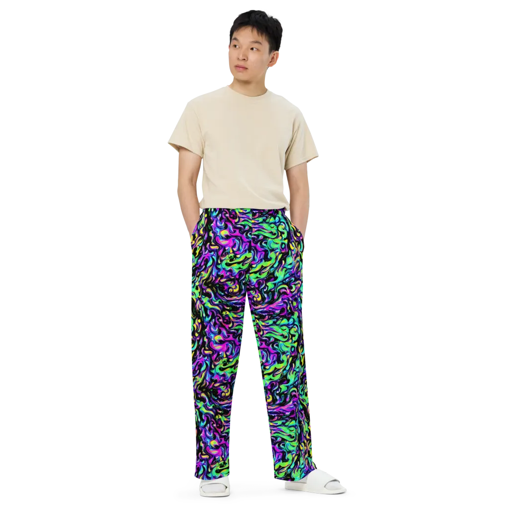 Cyber Swirl on Wide-Leg Pants — Front