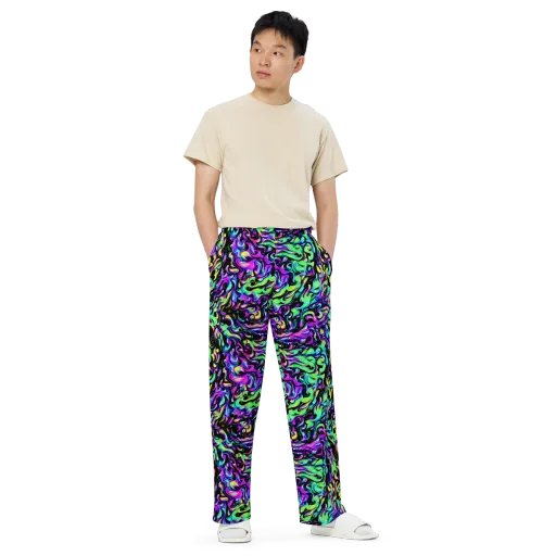 Cyber Swirl on a Wide-Leg Pants