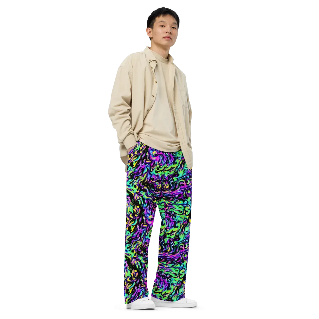 Cyber Swirl on Wide-Leg Pants — Right Front
