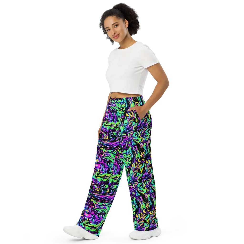 Cyber Swirl on Wide-Leg Pants — Left Front