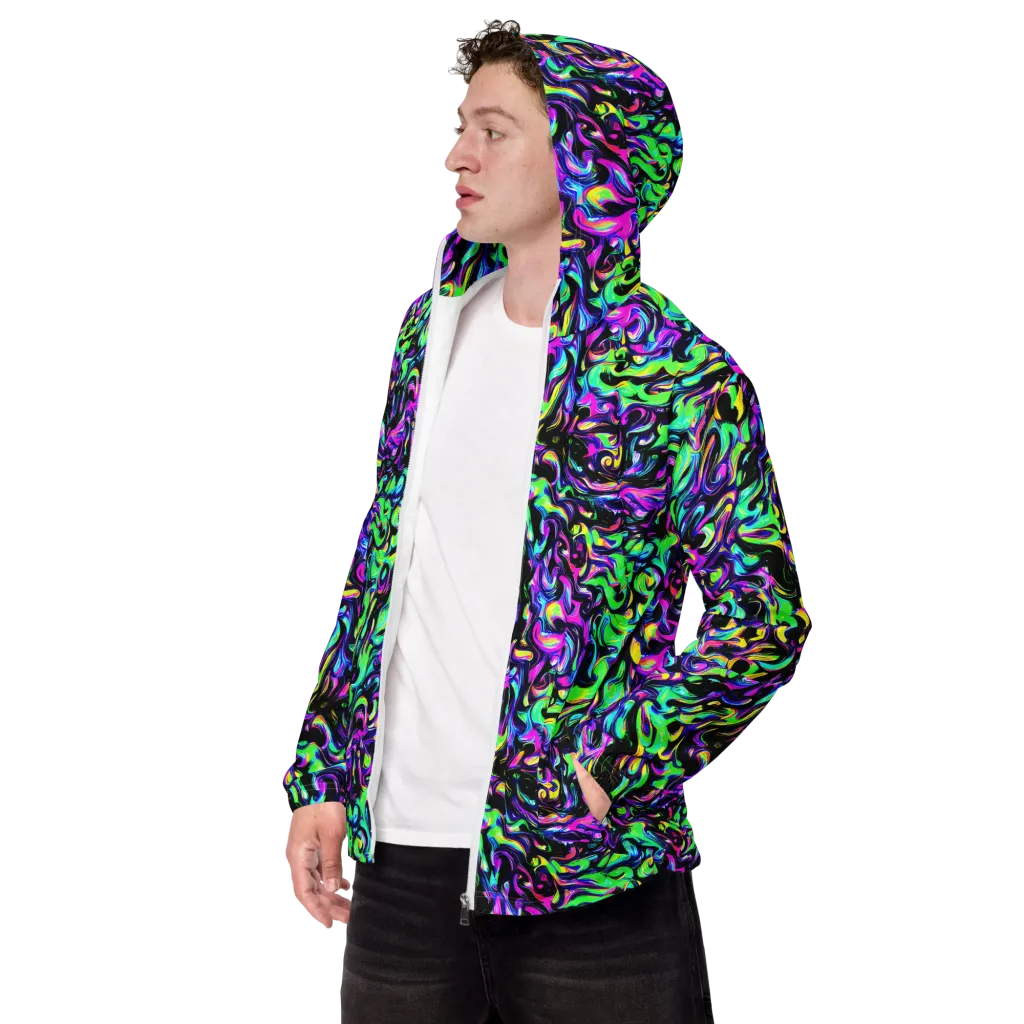 Cyber Swirl on Men's Windbreaker — Left Front