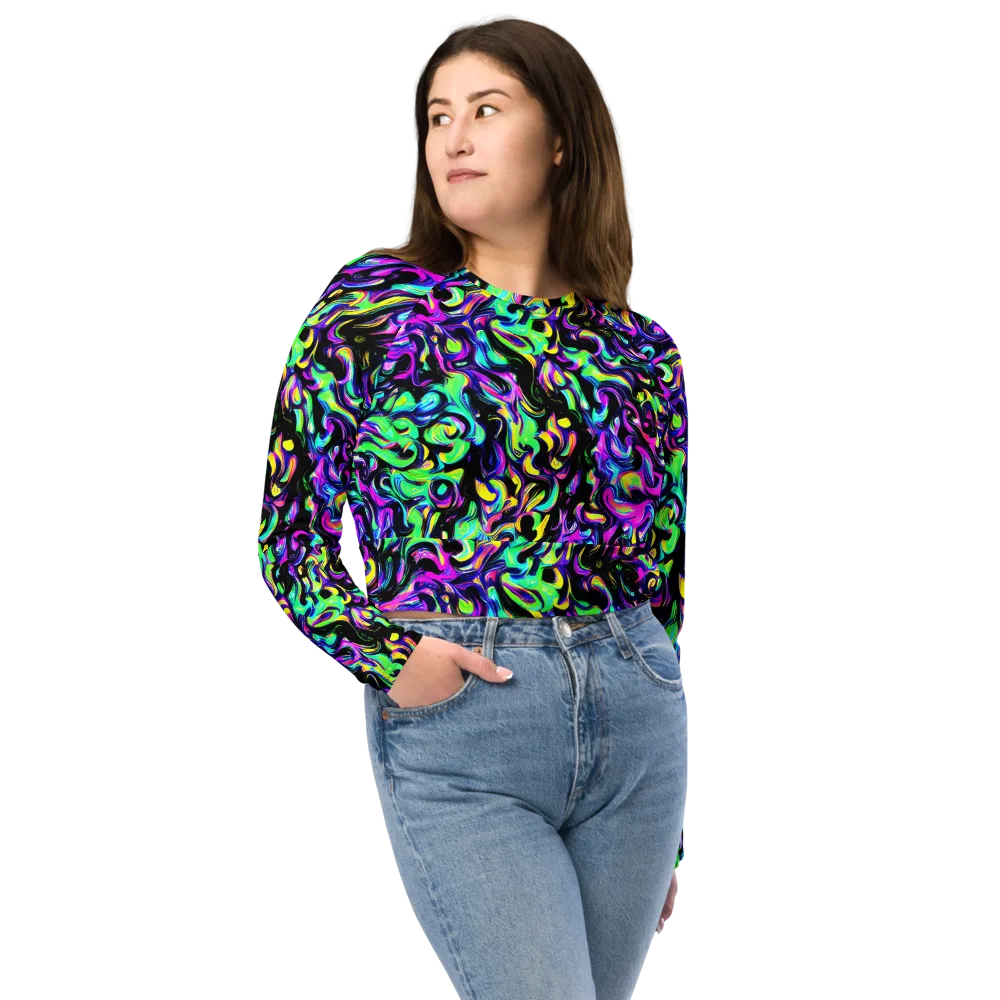 Cyber Swirl on Long Sleeve Crop Top — Front