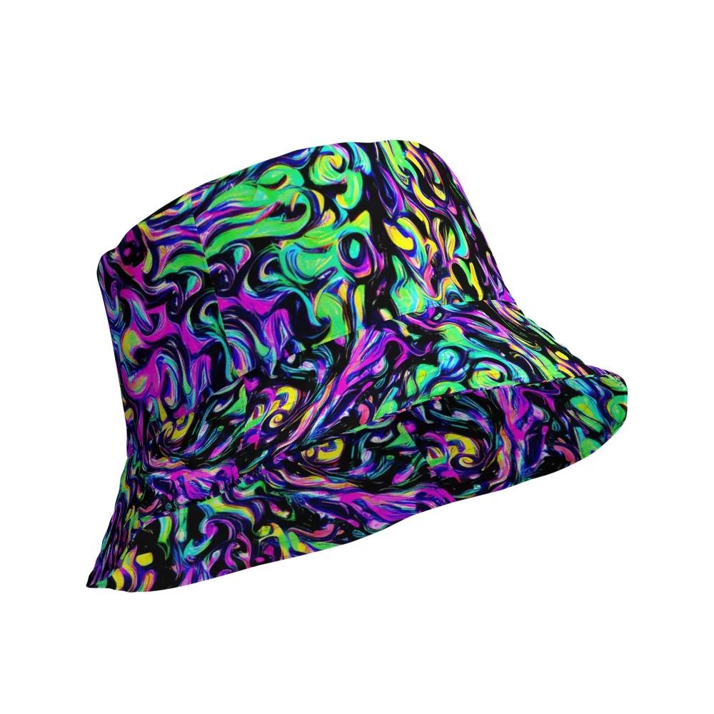 Cyber Swirl on Reversible Bucket Hat — Product details Outside