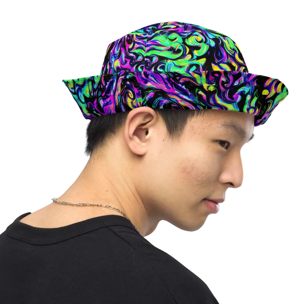 Cyber Swirl on Reversible Bucket Hat — Right Outside