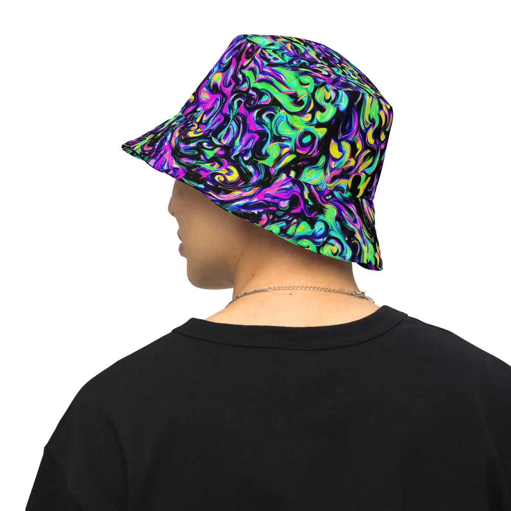 Cyber Swirl on Reversible Bucket Hat — Back Inside