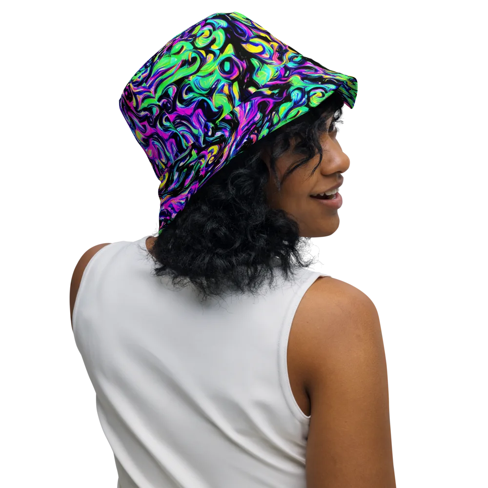 Cyber Swirl on Reversible Bucket Hat — Right Outside