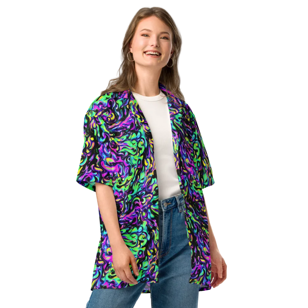 Cyber Swirl on Button Shirt — Front