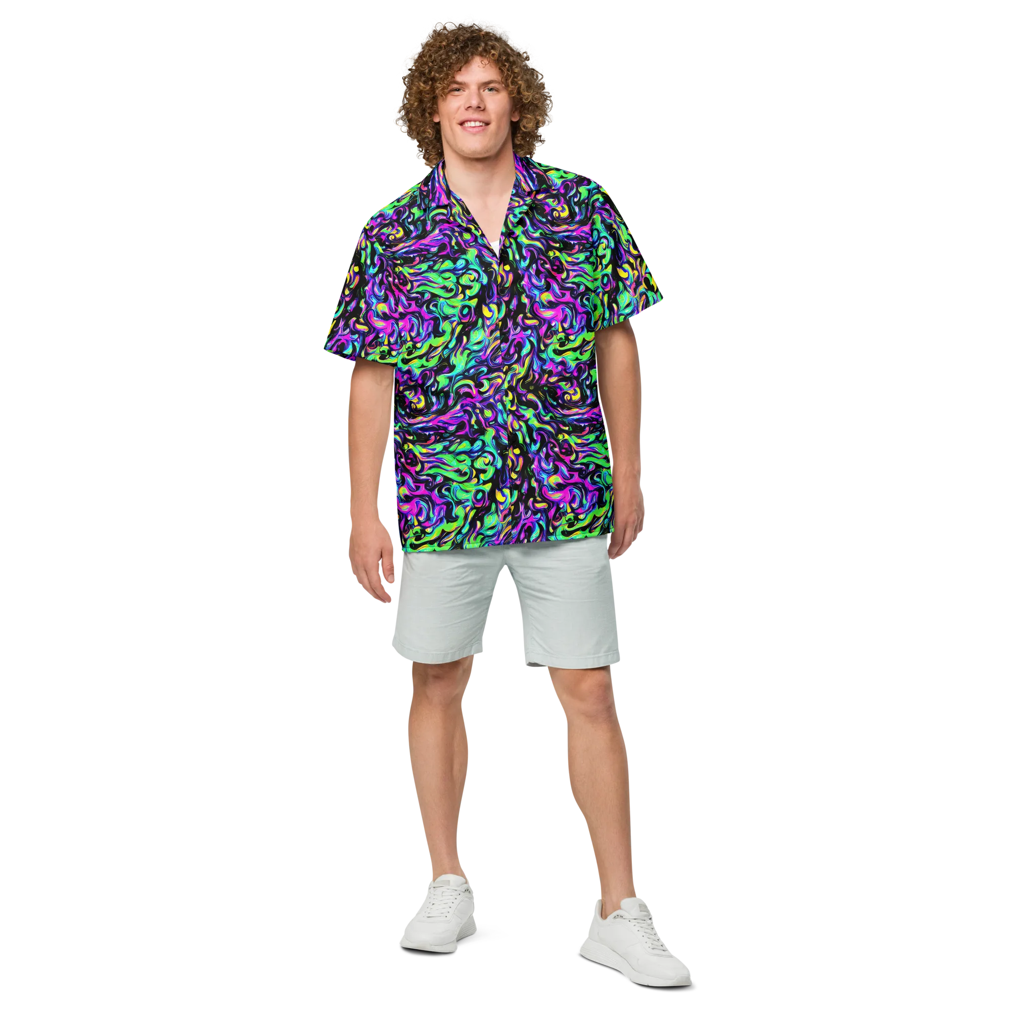 Cyber Swirl on Button Shirt — Front