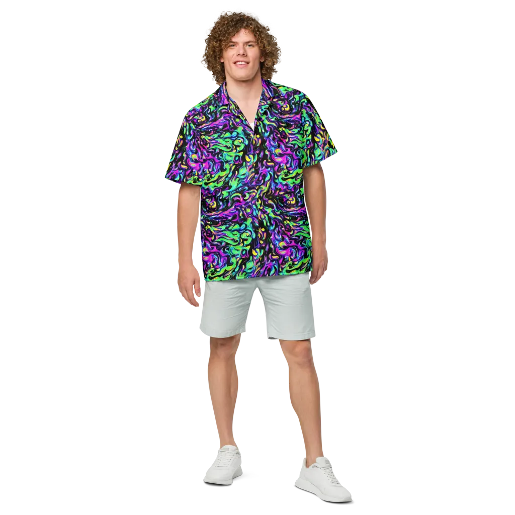 Cyber Swirl on Button Shirt — Front