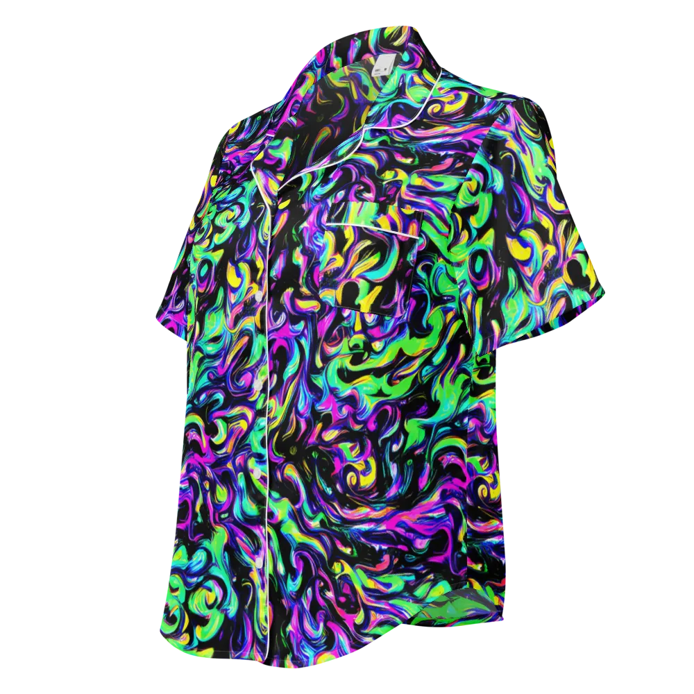 Cyber Swirl on Women's Short Sleeve Pajama Top — Left Front