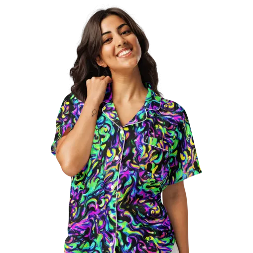 Cyber Swirl on a Women's Short Sleeve Pajama Top