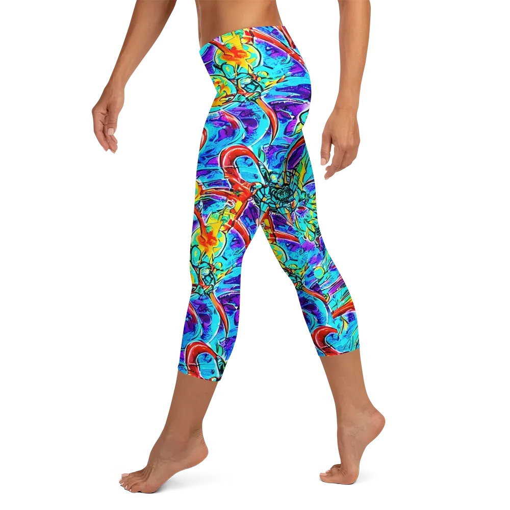 Solar Noise on Capri Leggings — Left