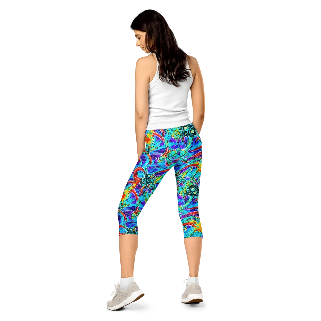 Solar Noise on Capri Leggings — Back