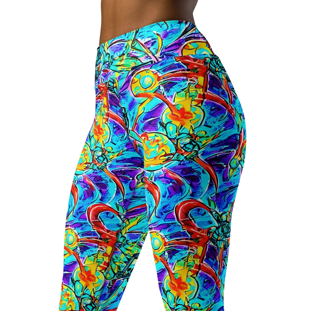 Solar Noise on Yoga Leggings — Left Front
