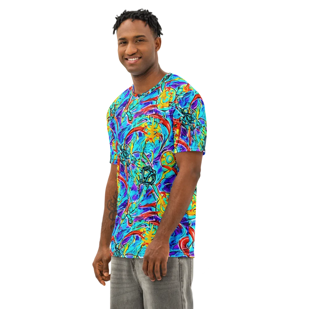 Solar Noise on Men's Cotton Crew Neck T-Shirt — Left Front
