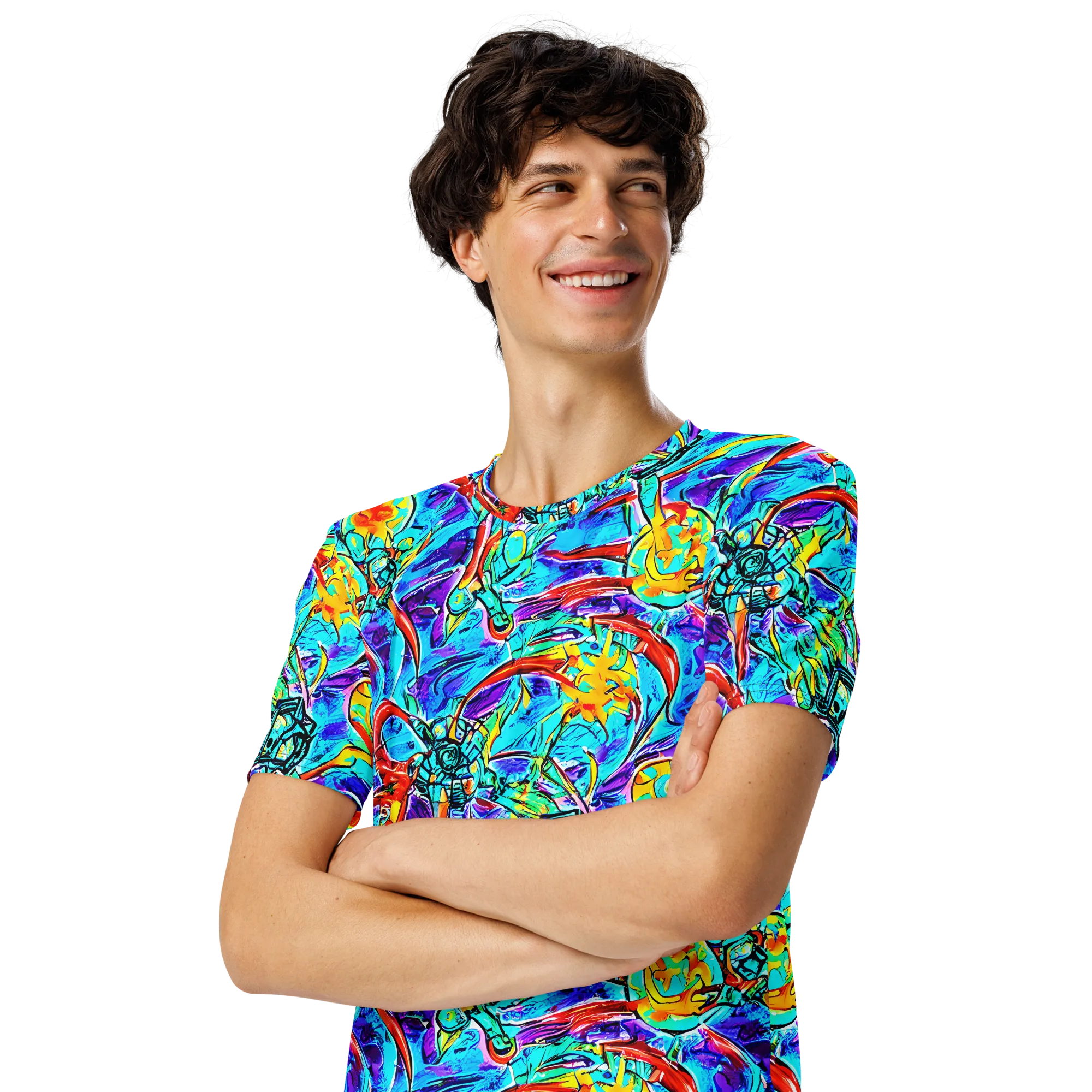 Solar Noise on Men's Crew Neck T-Shirt — Left Front