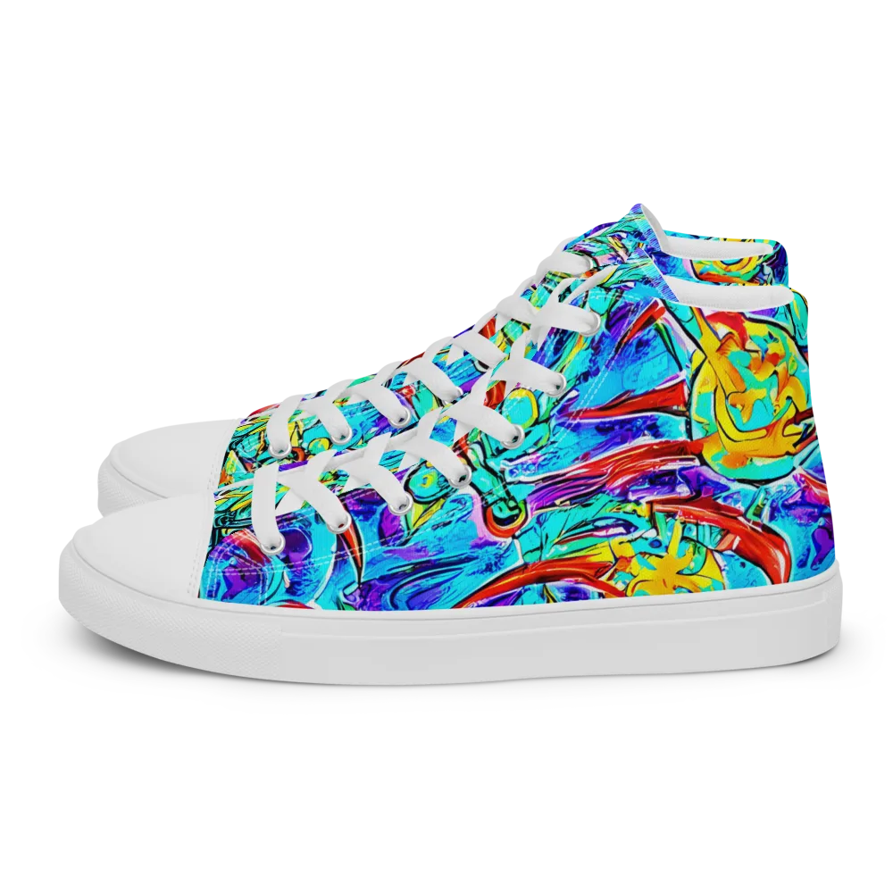 Solar Noise on Men's High Top Canvas Shoes — Left