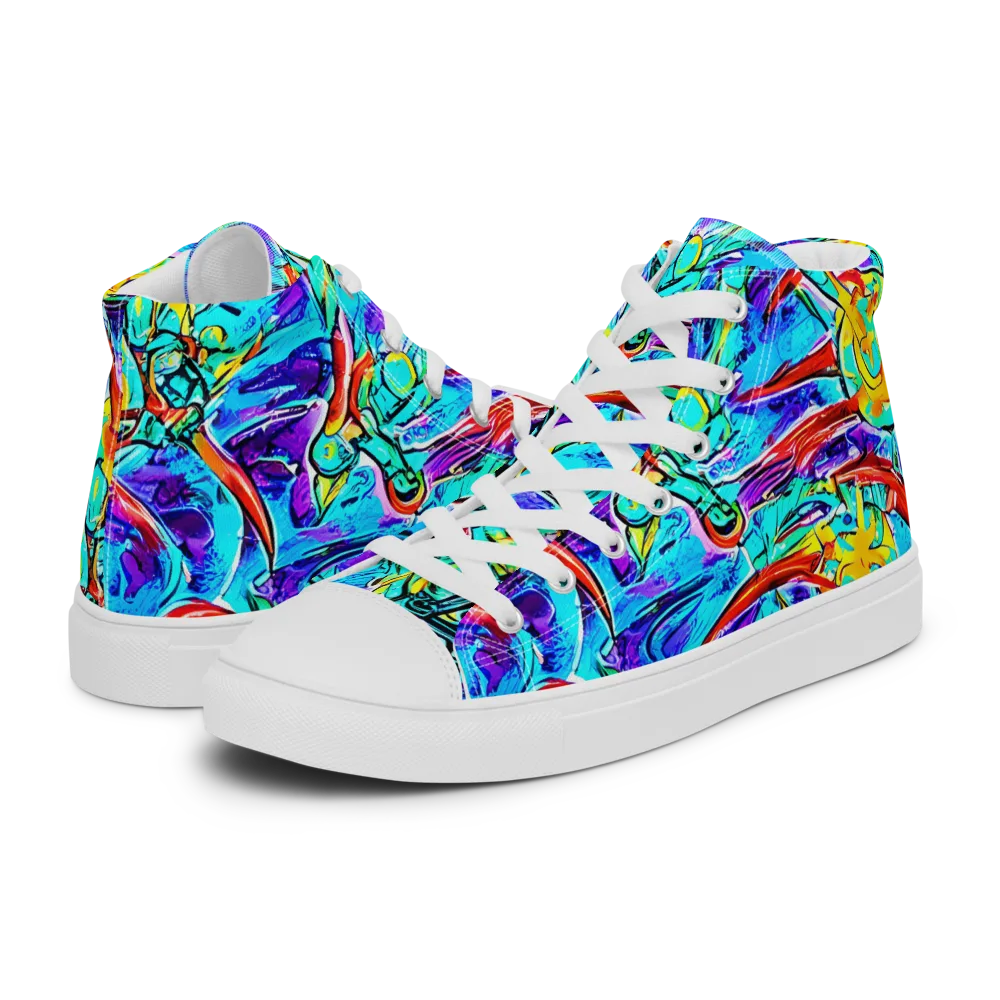Solar Noise on Men's High Top Canvas Shoes — Left
