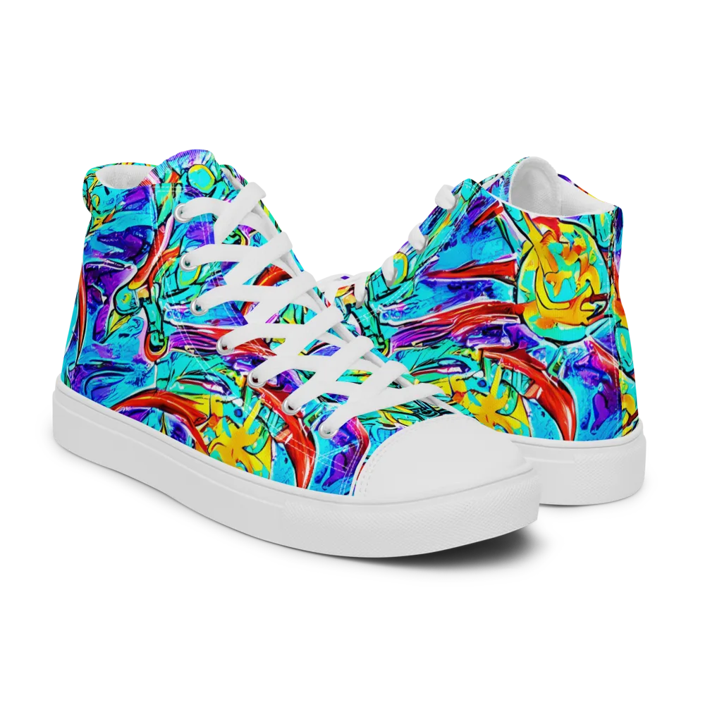 Solar Noise on Men's High Top Canvas Shoes — Right