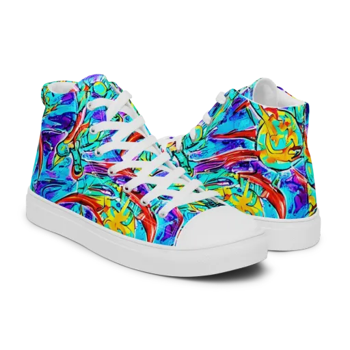 Solar Noise on a Men's High Top Canvas Shoes