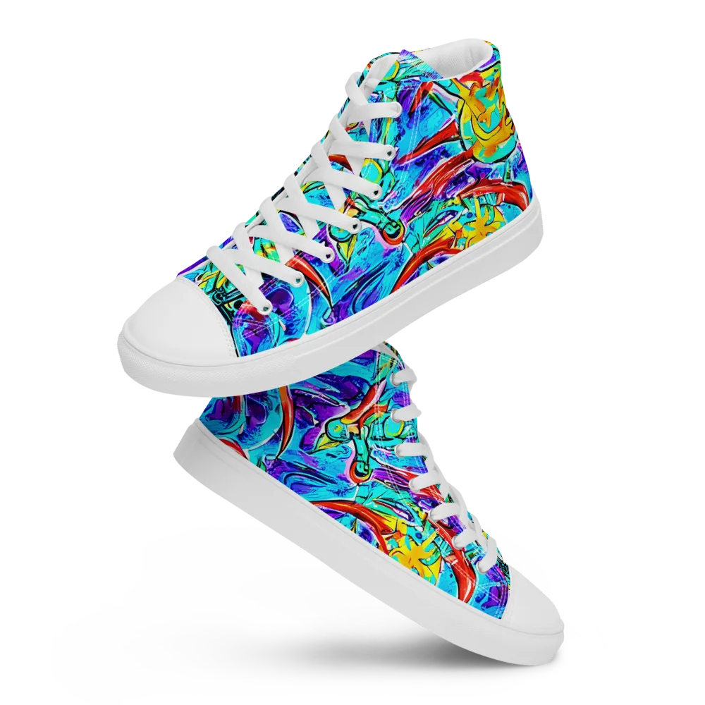 Solar Noise on Men's High Top Canvas Shoes — Front