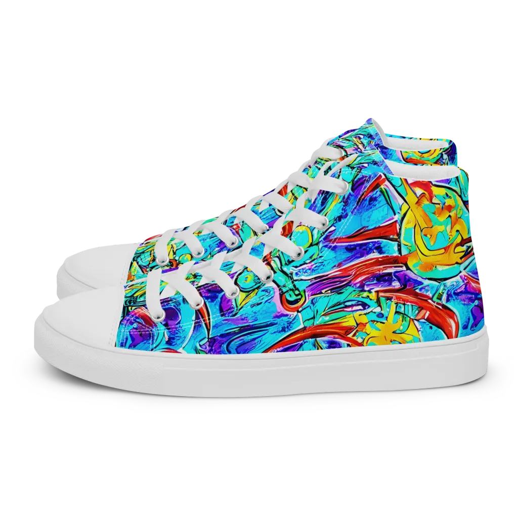 Solar Noise on Women's High Top Canvas Shoes — Left