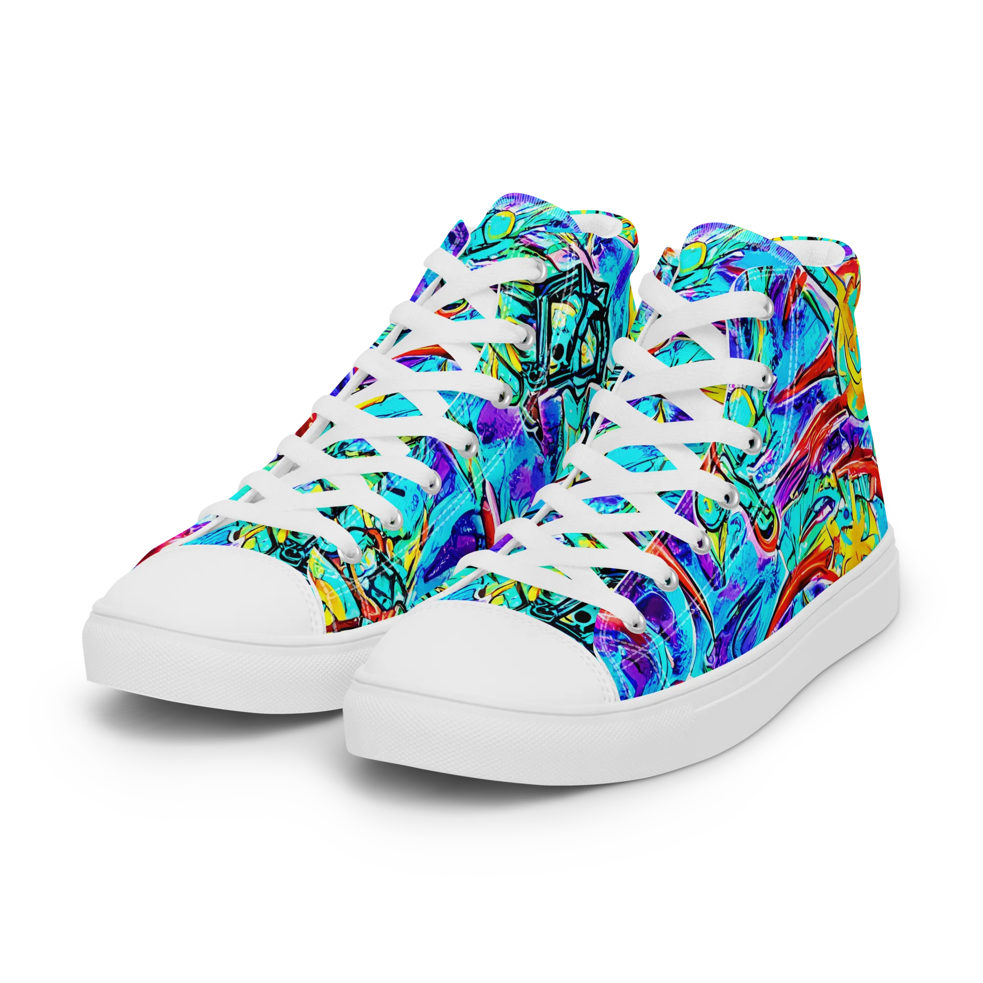 Solar Noise on Women's High Top Canvas Shoes — Left Front