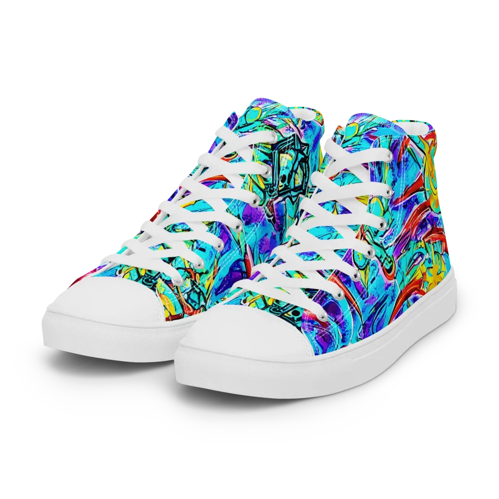 Solar Noise on Women's High Top Canvas Shoes — Left Front