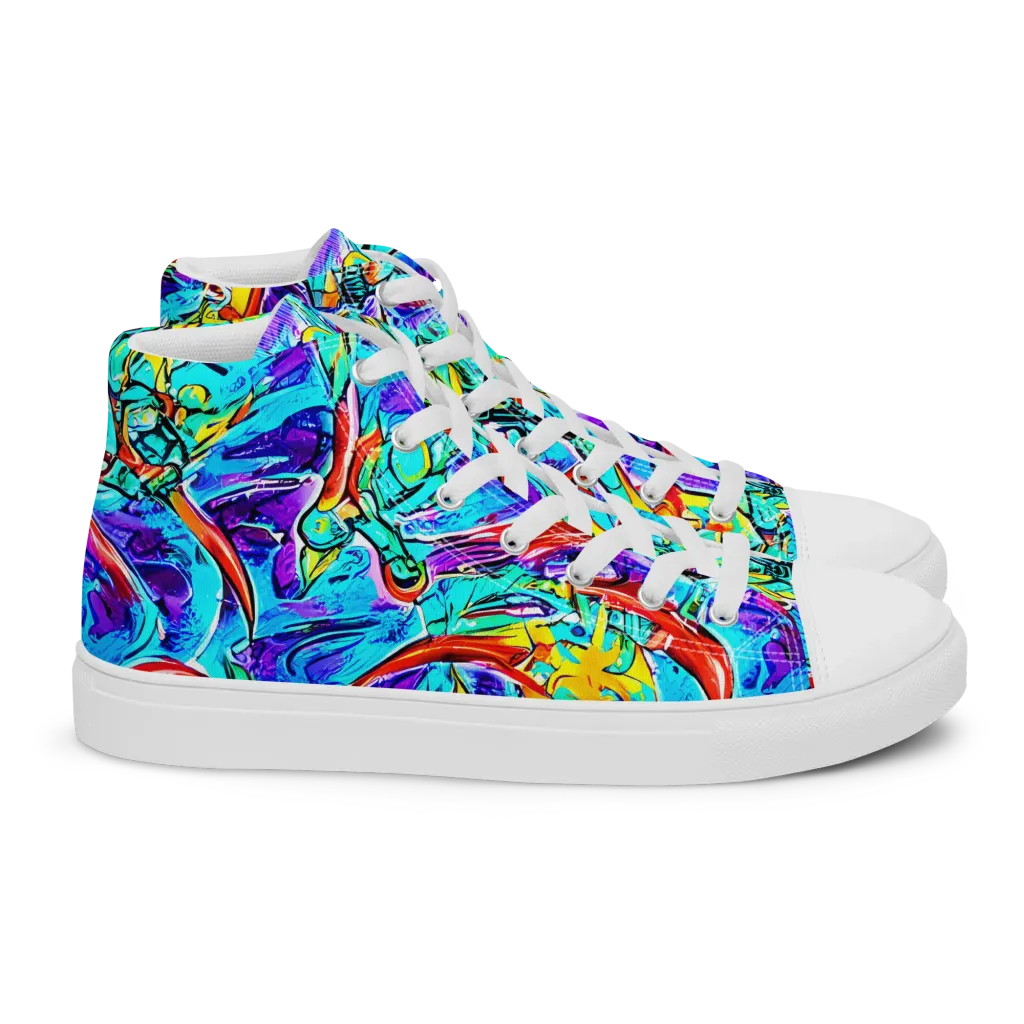 Solar Noise on Women's High Top Canvas Shoes — Right