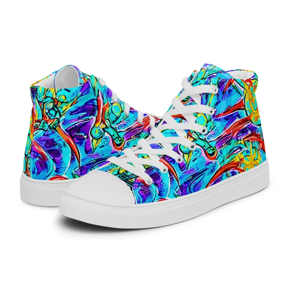 Solar Noise on Women's High Top Canvas Shoes — Left