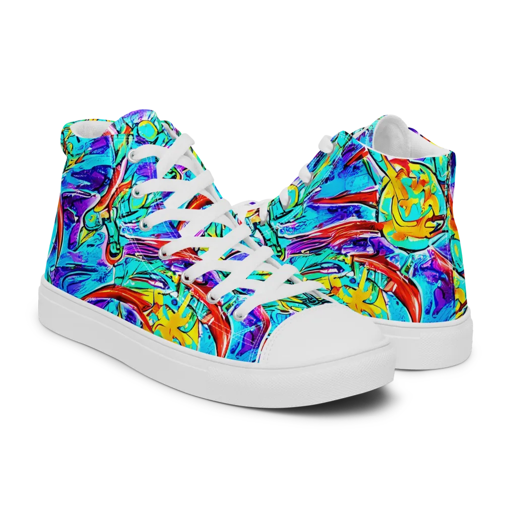 Solar Noise on Women's High Top Canvas Shoes — Right
