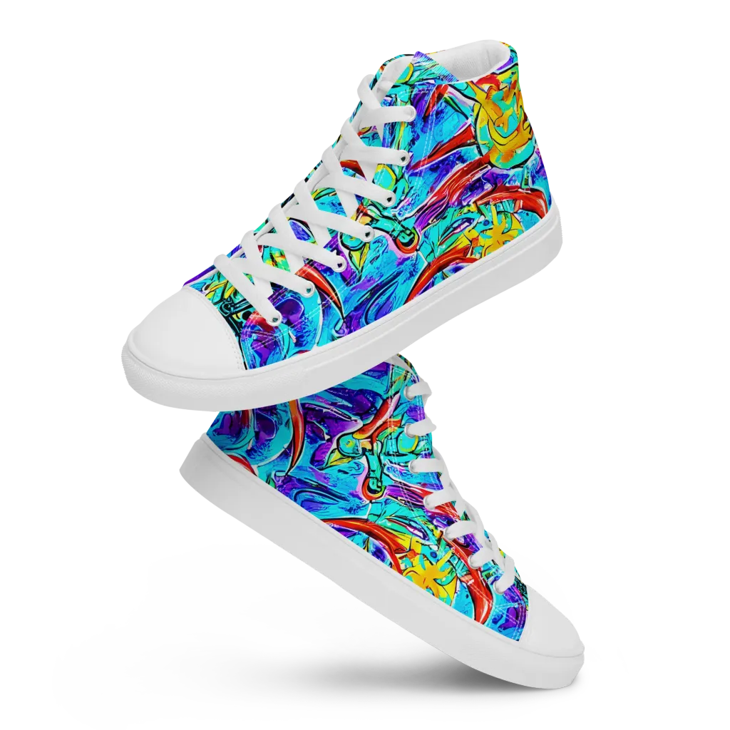Solar Noise on Women's High Top Canvas Shoes — Front