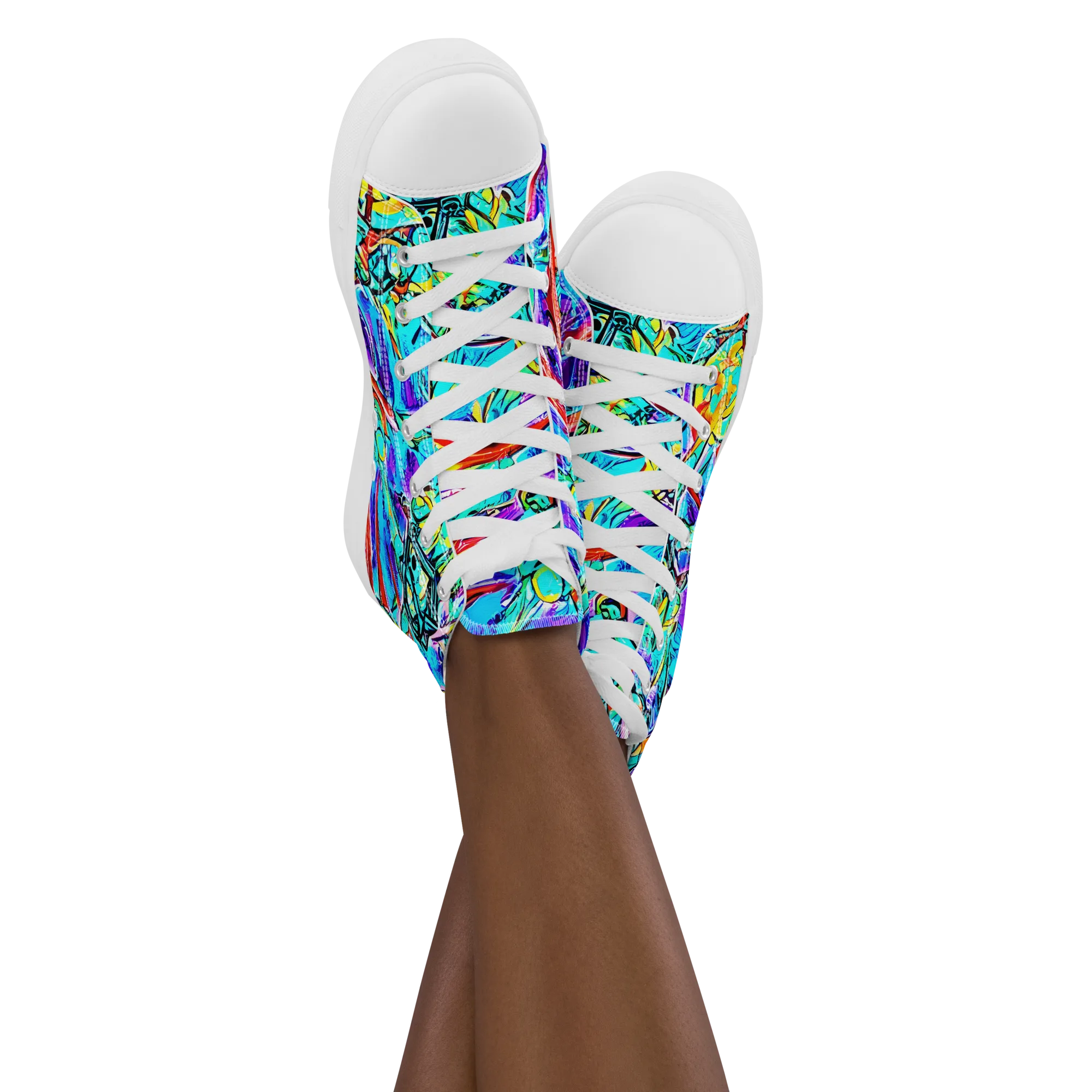 Solar Noise on Women's High Top Canvas Shoes — Front