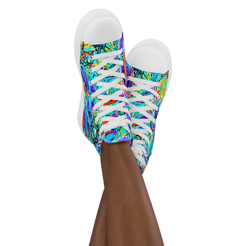 Solar Noise on Women's High Top Canvas Shoes — Front