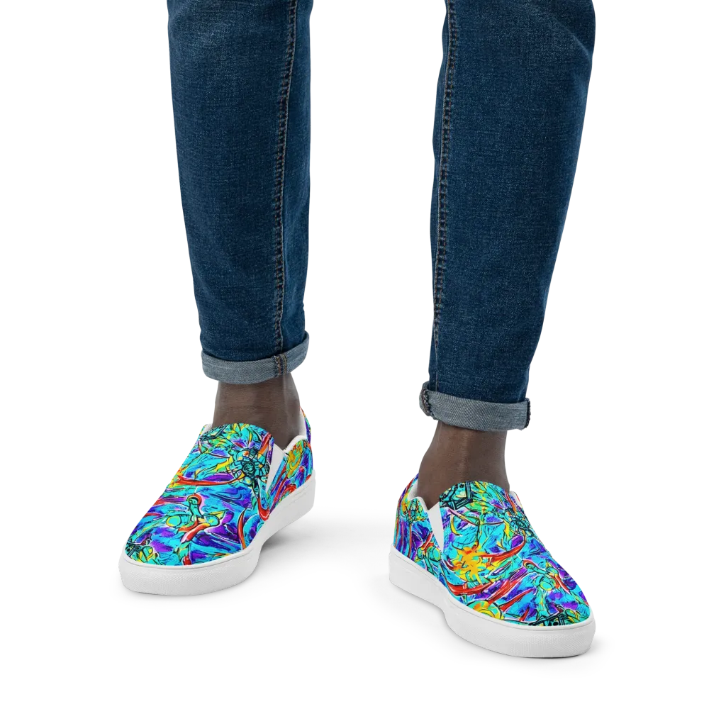 Solar Noise on Men's Slip-On Canvas Shoes — Front