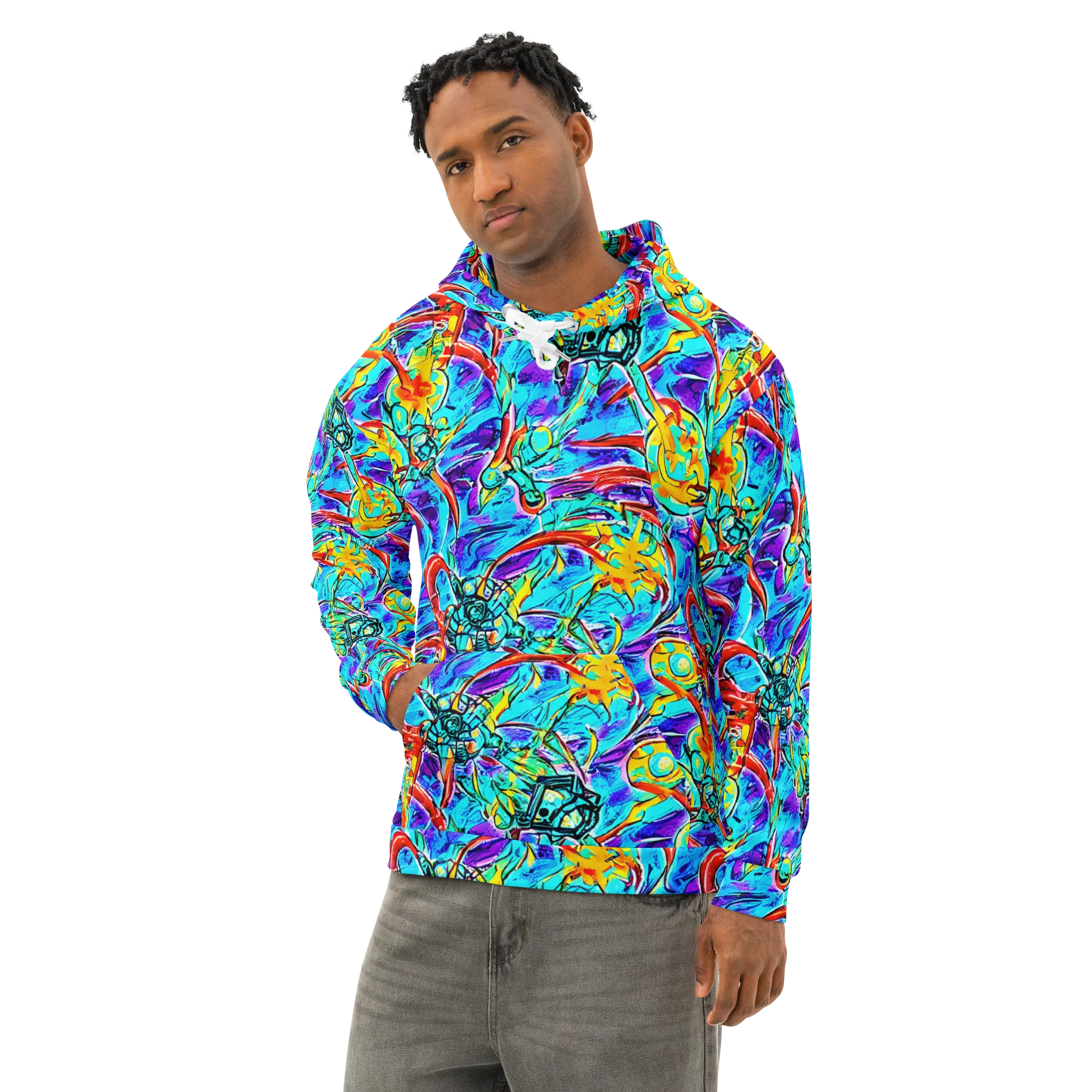 Solar Noise on Cotton Hoodie — Left Front