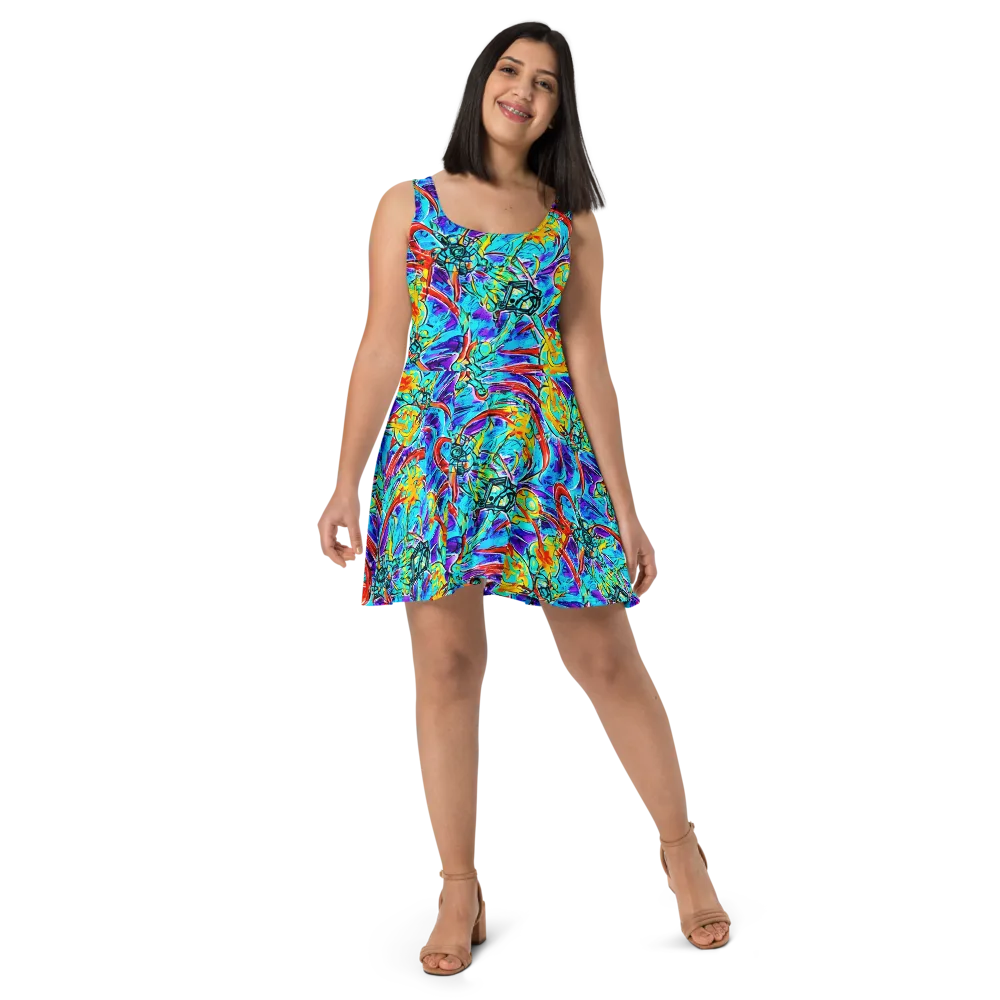 Solar Noise on Skater Dress — Front