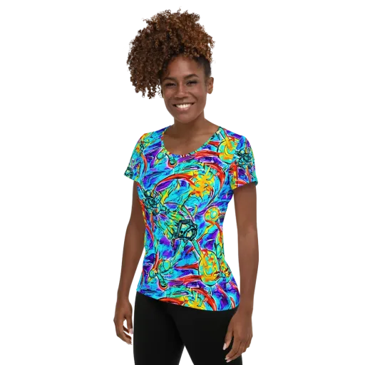 Solar Noise on a Women's Athletic T-Shirt