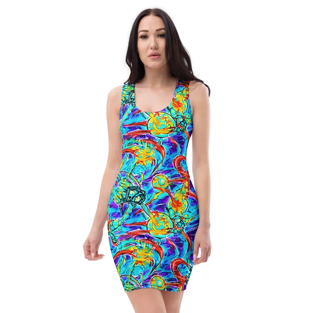 Solar Noise on Bodycon Dress — Front