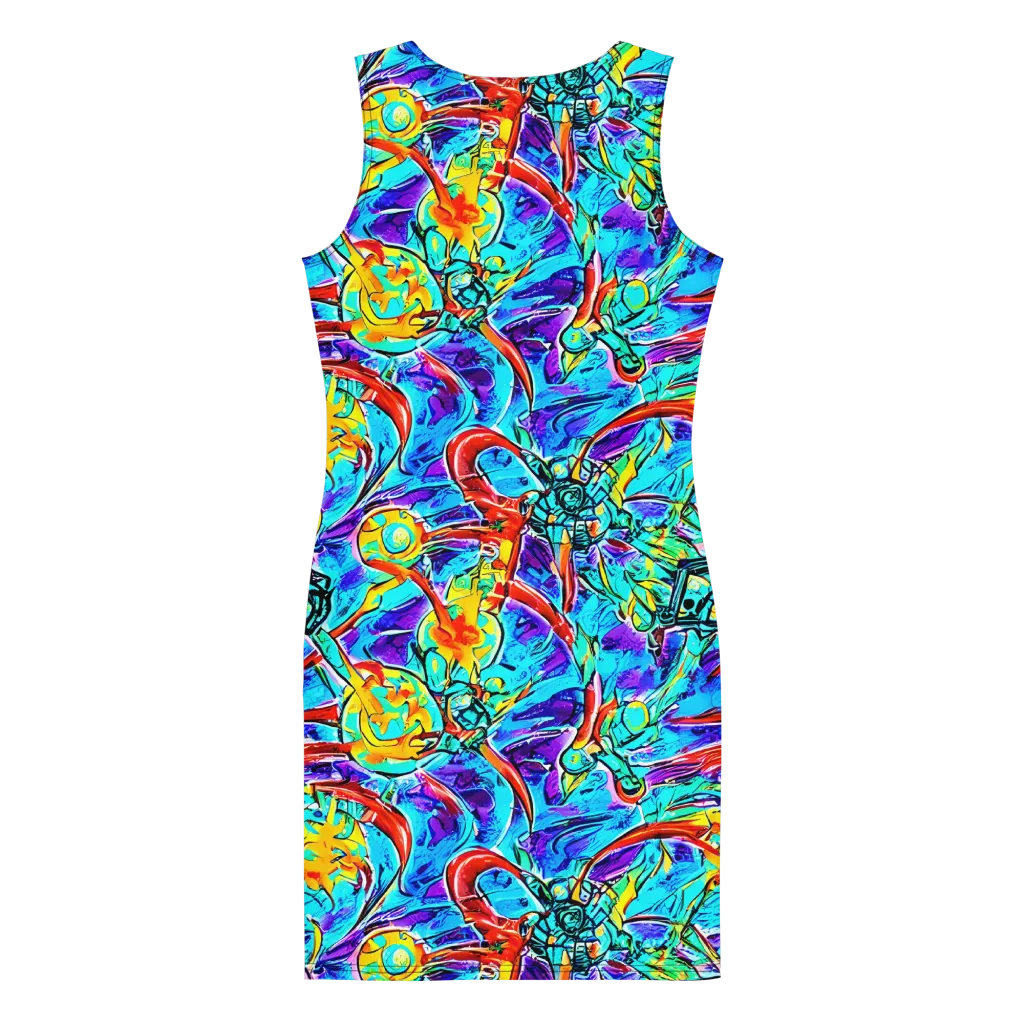 Solar Noise on Bodycon Dress — Back