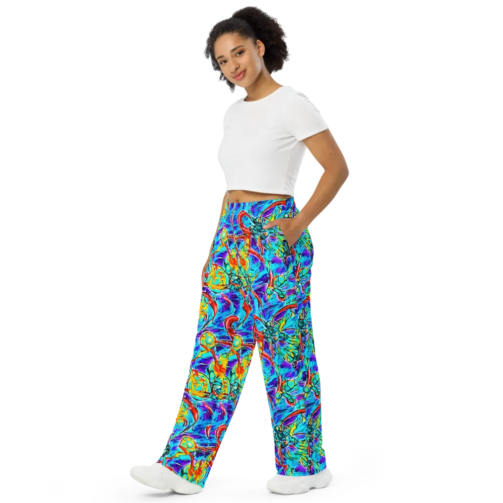 Solar Noise on Wide-Leg Pants — Left Front
