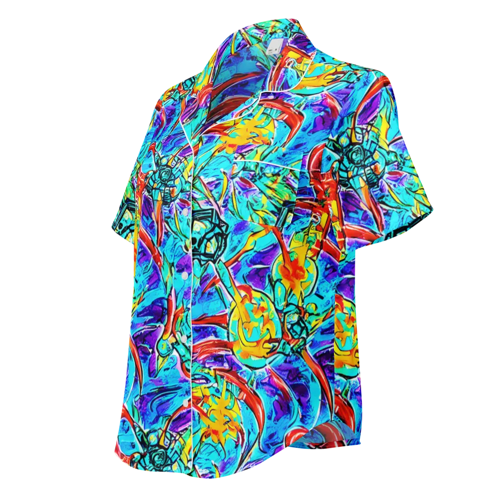 Solar Noise on Women's Short Sleeve Pajama Top — Left Front