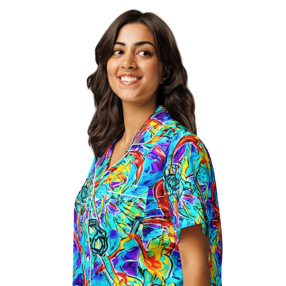 Solar Noise on Women's Short Sleeve Pajama Top — Left Front