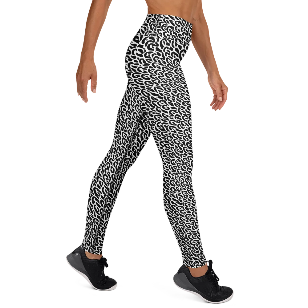 Noir Ribbons on Yoga Leggings — Right