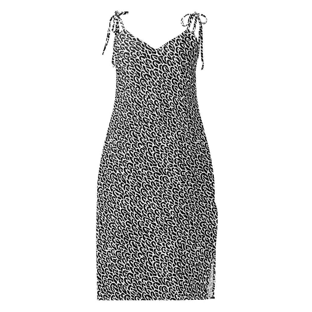 Noir Ribbons on Slip Dress — Front