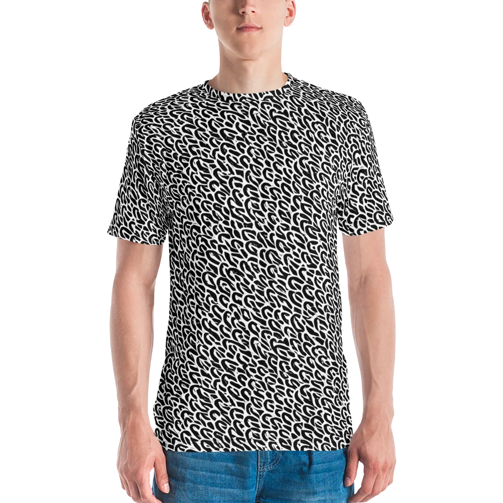 Noir Ribbons on Men's Crew Neck T-Shirt — Front