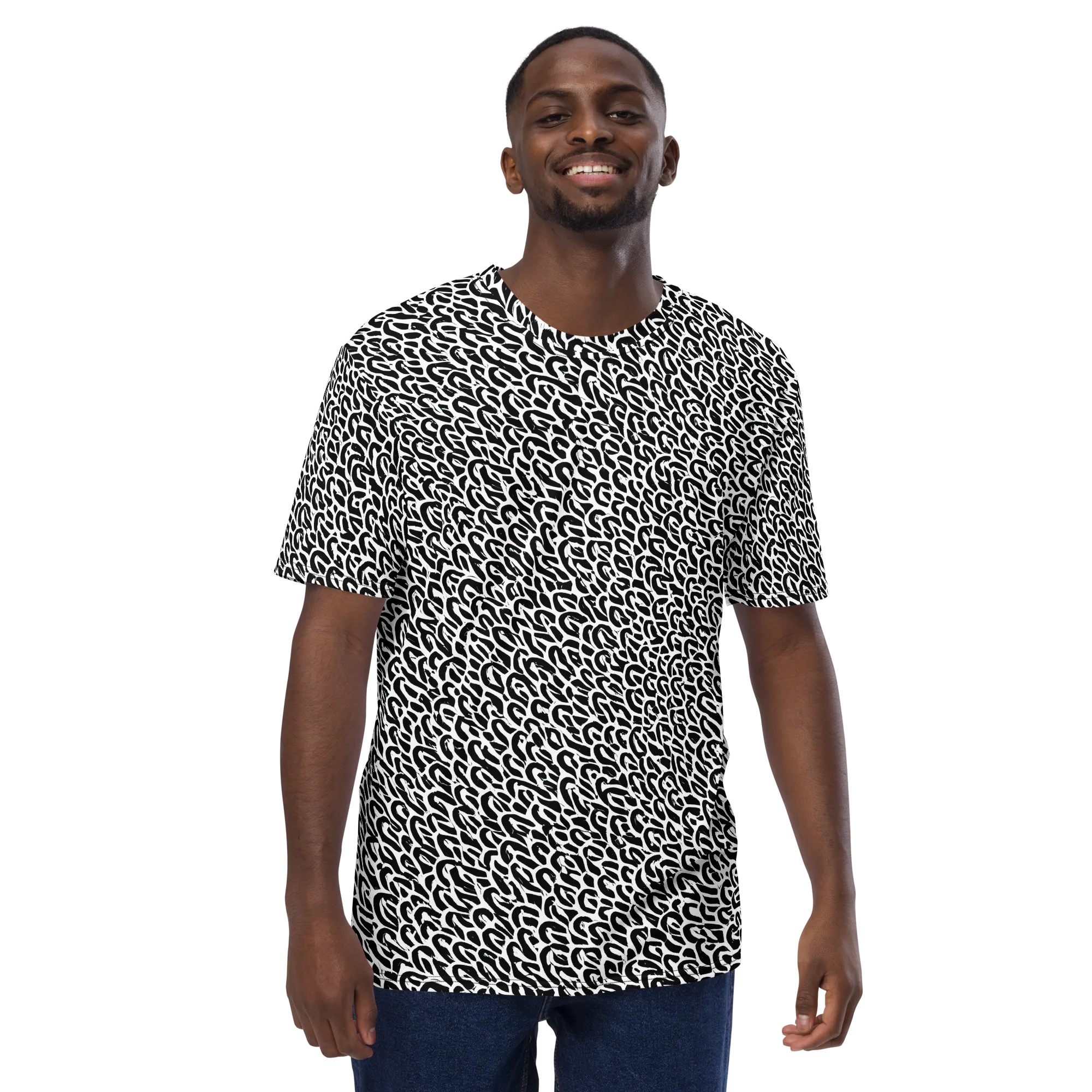 Noir Ribbons on Men's Crew Neck T-Shirt — Front