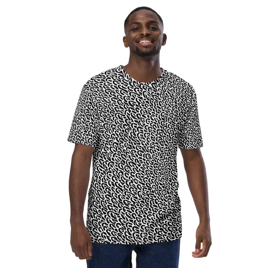 Noir Ribbons on Men's Crew Neck T-Shirt — Front