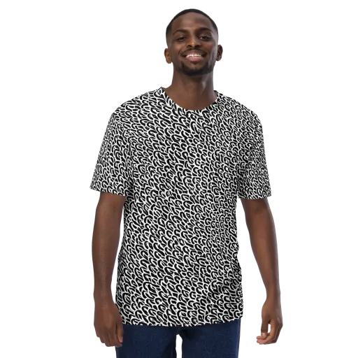 Noir Ribbons on a Men's Crew Neck T-Shirt